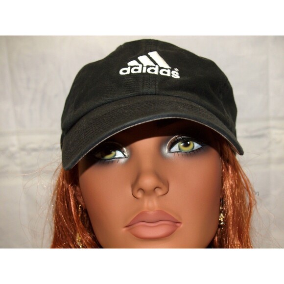 Adidas Silver Three Stripe Logo Cap Adult Adjustable Black Athletic Hat Unisex - Picture 2 of 6